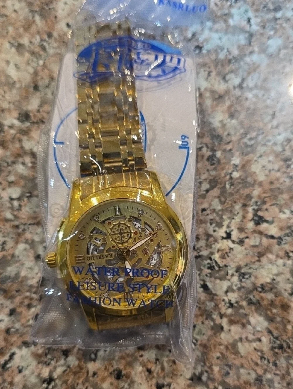 Men’s Gold Skeleton Mechanical Watch